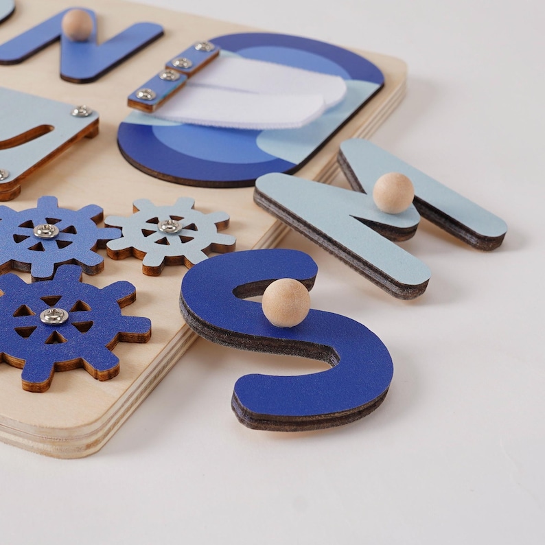 Personalized Baby Name Puzzle, Kids Busy Board, Wooden Toddler Toys, Custom Baby Boy 1st Birthday Gift, Baby Shower Gift, 1st Christmas Gift