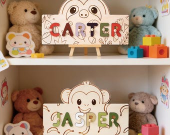 Rompecabezas personalizado con el nombre del bebé, tablero de actividades para niños, juguete de aprendizaje temprano para bebés, regalo personalizado para el primer cumpleaños, juguetes de madera para niños pequeños, regalo para niños de 1 año.