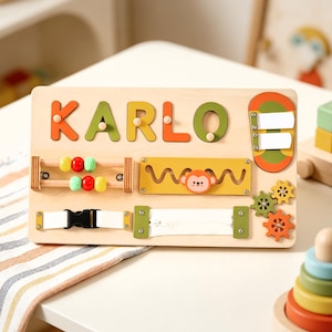 Custom Baby Name Puzzle, Early Learning Busy Board, Wooden Baby Toy, Baby Shower Gift, 1st Christmas Gift, 1st Birthday Gift, Baby Keepsake