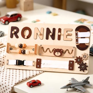 Custom Baby Name Puzzle, Early Learning Busy Board, Wooden Baby Toy, Baby Shower Gift, 1st Christmas Gift, 1st Birthday Gift, Baby Keepsake