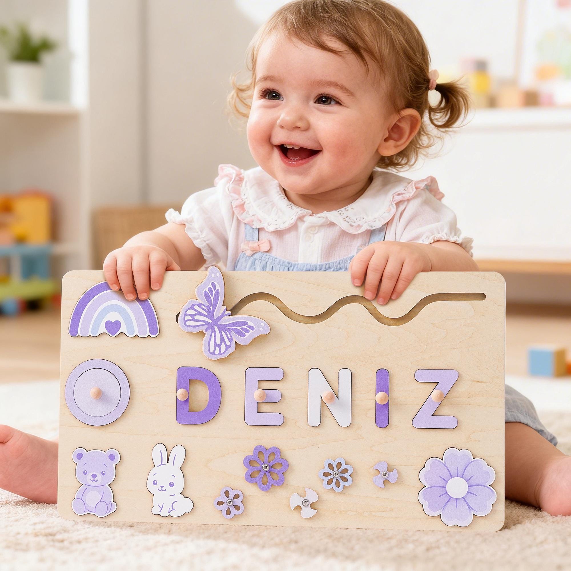 Custom Baby Name Puzzle, Personalized Kids Board, Montessori Wooden Toy ...
