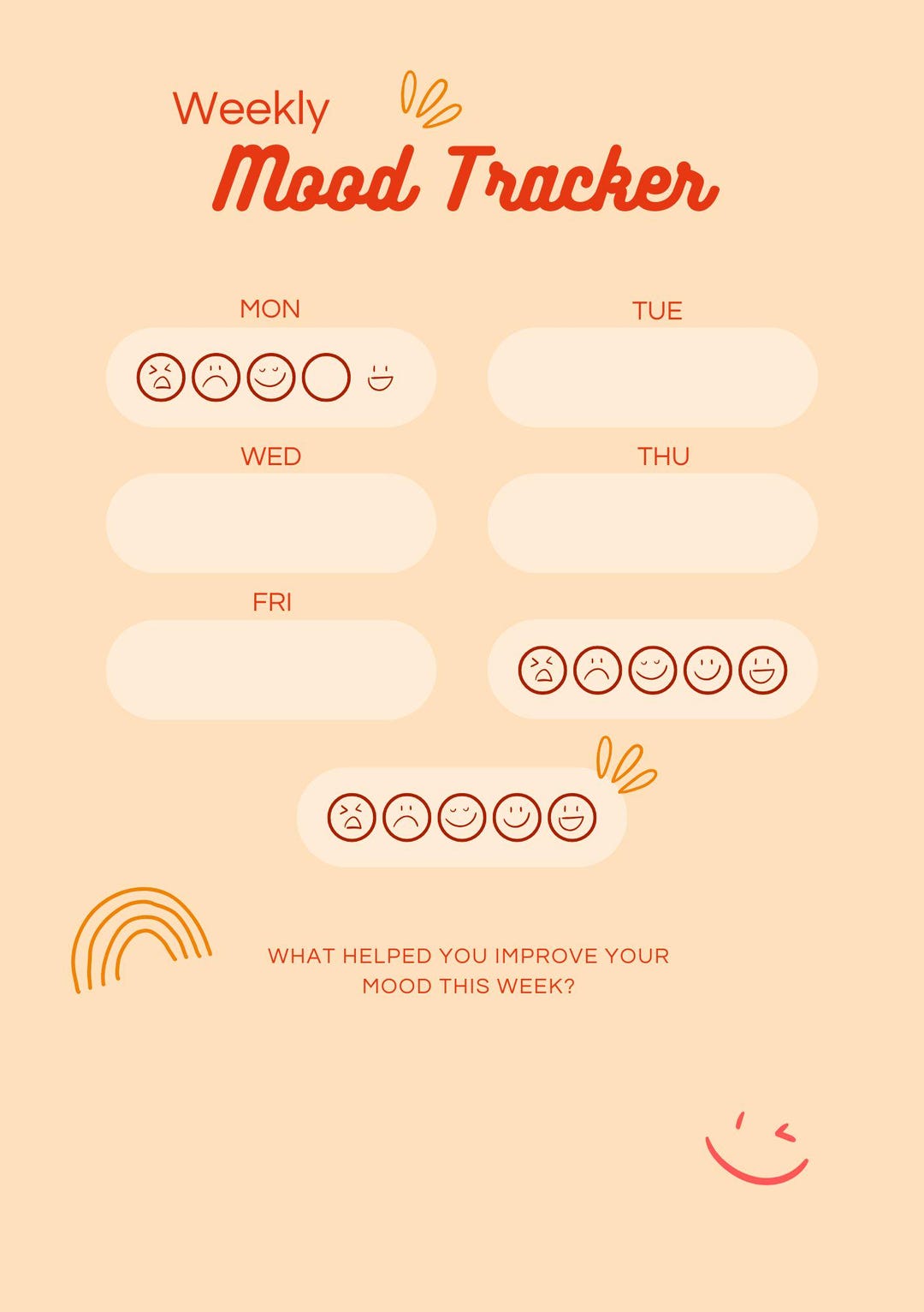 Weekly Mood Tracker | Printable Mental Health Planner | Digital ...