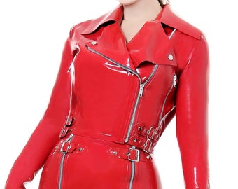 Wild Cropped Biker Latex Jacket - Standard Sizes & Bespoke. See 'Add Your Personalisation' for Bespoke Requirements