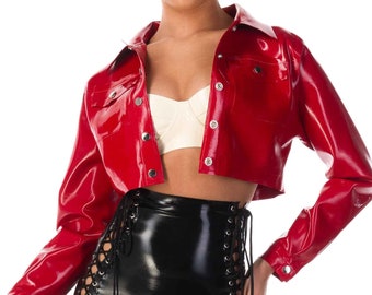 Kim Cropped Latex Jacket - Standard Sizes & Bespoke. See 'Add Your Personalisation' for Bespoke Requirements