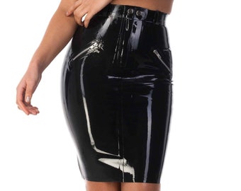 Vivienne Pencil Latex Skirt - Standard Sizes & Bespoke. See 'Add Your Personalisation' for Bespoke Requirements