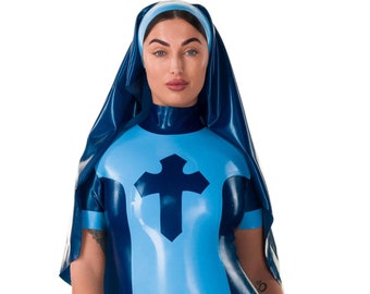 Nymph Nun Uniform Latex Mini Dress - Standard Sizes & Bespoke. See 'Add Your Personalisation' for Bespoke Requirements