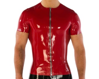 Men's Zip Front Latex T-Shirt (Short Sleeves) - Standard Sizes & Bespoke. See 'Add Your Personalisation' for Bespoke Requirements