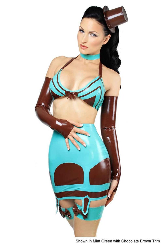 Daelithia Latex Bra and Amelie Latex Girdle Skirt Set Standard