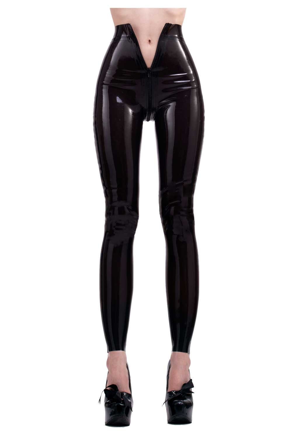 Wet Look High Waisted Leggings Front to Back Metal Zipper Pants Womens or  Unisex