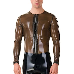 Men&#39;s Zip Front Latex T-Shirt (Long Sleeves) - Standard Sizes & Bespoke. See &#39;Add Your Personalisation&#39; for Bespoke Requirements