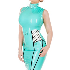 Dom Demure Sleeveless Latex Top Standard Sizes & Bespoke. See 'Add Your Personalisation' for Bespoke Requirements Mint Green