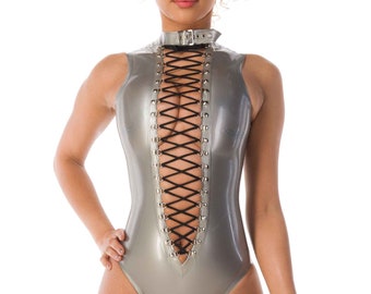 D-Ring Divinity Sleeveless Latex Leotard - Standard Sizes & Bespoke. See 'Add Your Personalisation' for Bespoke Requirements