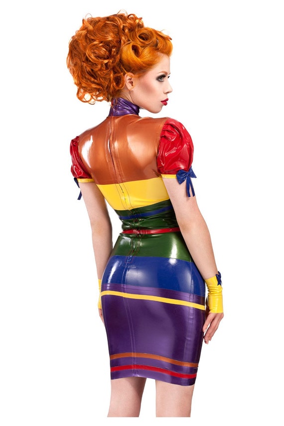 Rainbow latex best sale dress