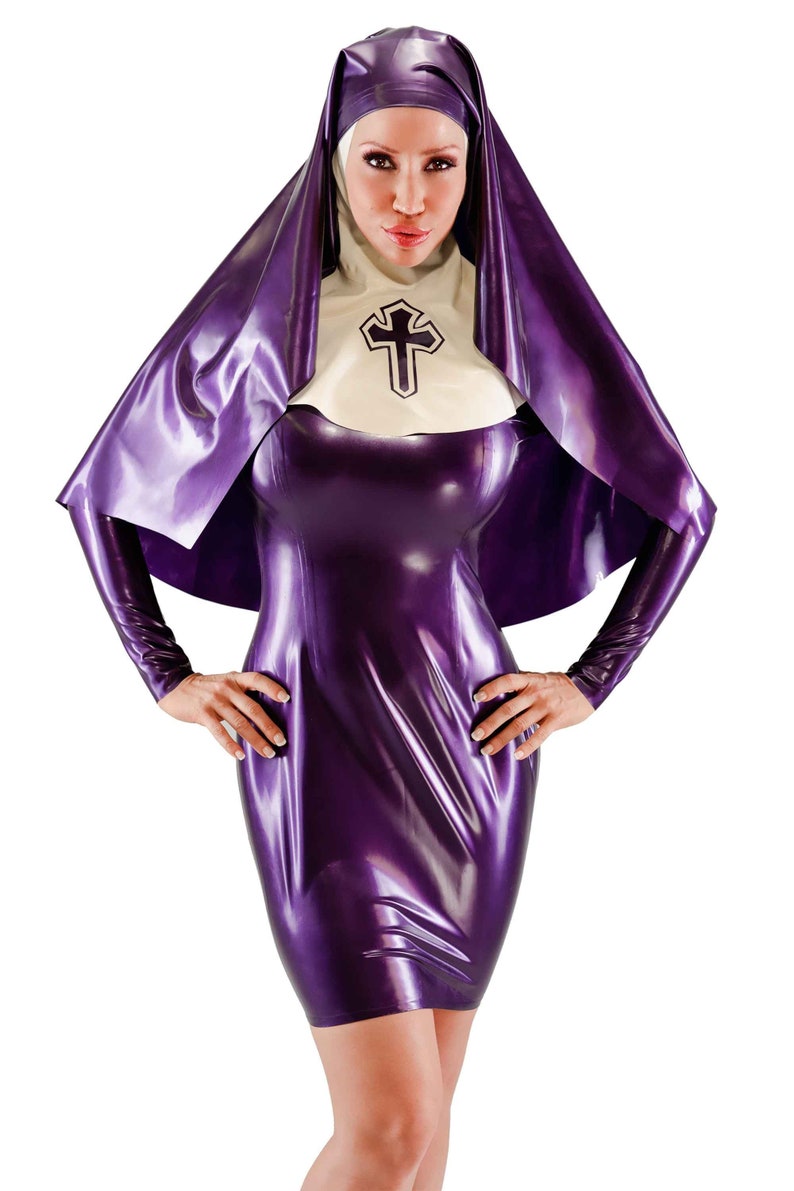 Backless Nun Uniform Latex Rubber Mini Dress And Habit With A Etsy