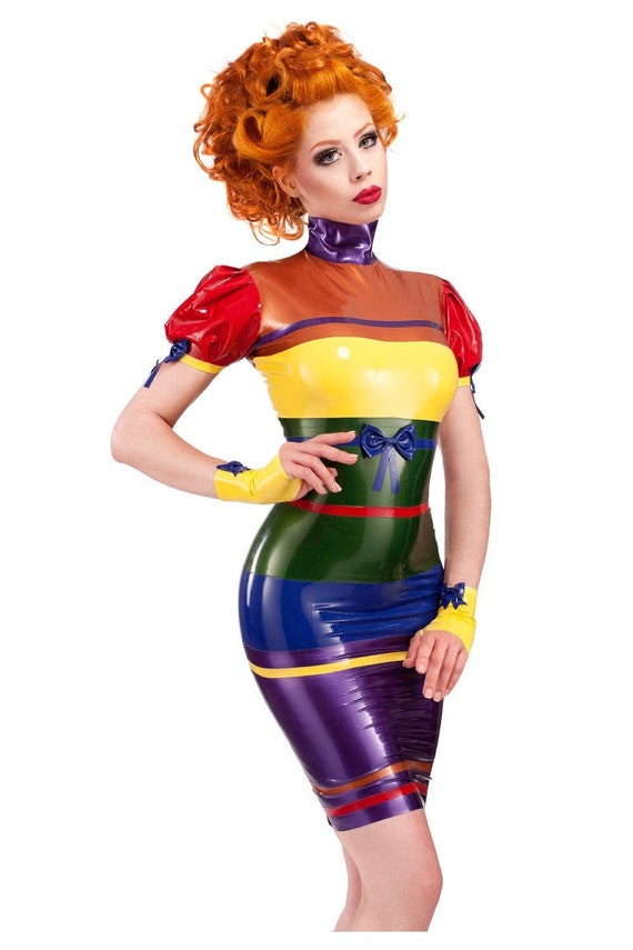 Rainbow latex best sale dress