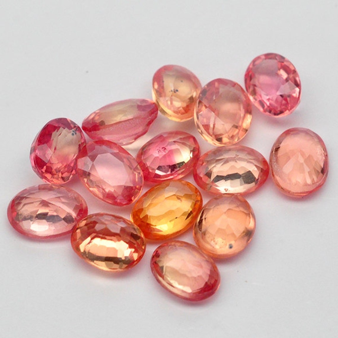 14 Piece Natural Earth Mined Gem Stone Oval Orange Sapphire Etsy
