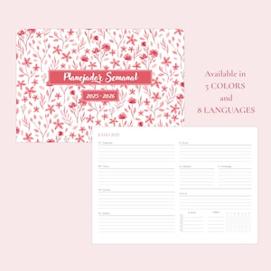 Weekly Planner 2025–2026 | Planejador Semanal Rosa em Português | Agenda Digital Minimalista