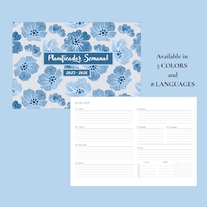 Weekly Planner 2025–2026 | Planificador Semanal Azul en Español | Agenda Digital Minimalista