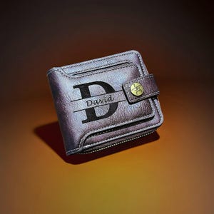 Regalo personalizado para el Día del Padre para hombre, billetera de polipiel personalizada, billetera para papá, regalo de aniversario para él, hombres, esposo, novio. Padre, papá.