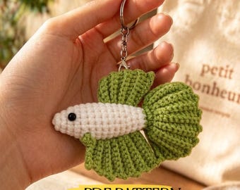 Betta Fish Crochet Pattern PDF, Halfmoon Betta Amigurumi Tutorial, Amigurumi Siamese Fighting Fish Peluche, Peluche animali marini