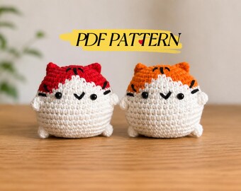 Schema per gatto all'uncinetto, gatto paffuto amigurumi in PDF, tutorial per principianti per realizzare un giocattolo all'uncinetto, simpatico peluche di gatto kawaii, download digitale