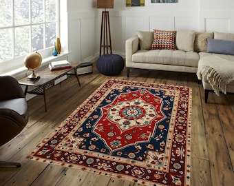 Sierlijk bloemen Ottomaans tapijt, decoratief kunstwerk tapijt, klassiek motief symmetrisch opstelling tapijt, woonkamertapijt, antisliptapijt, vloerkleed cadeau voor thuis