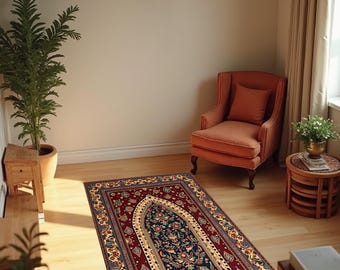 Klasyczny islamski dywanik modlitewny z tradycyjnym wzorem łuku, miękka, antypoślizgowa mata do modlitwy do codziennego nabożeństwa, elegancki upominek na Ramadan i Eid