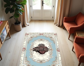 Christelijk gebedskleed, bijbelmotieftapijt, gebedskleed met kruispatroon, decoratief kerktapijt, modern ontworpen gebedskleed, stijlvol interieur