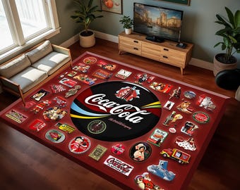 Coca-Cola, Regalo de Coca-Cola, Coca-Cola, Botella de Coca-Cola, Coca-Cola Retro, Regalos de Coca-Cola, Alfombra Estética, Alfombra Colorida, Alfombra Fantástica, Alfombra de Cocina, Alfombra de Bambú, Alfombra Roja