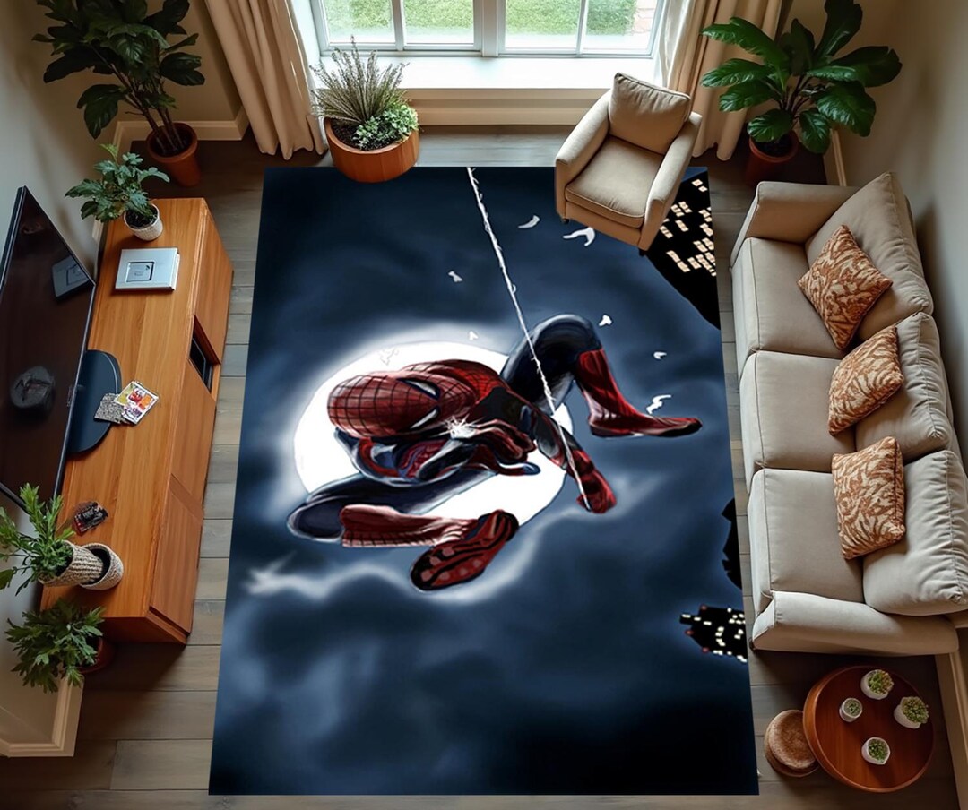Spiderman Rug,spider Web Rug,super Hero Rug,boys Room Rug, Themed Rug,b ...