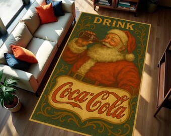 Coca Cola, Alfombra de Coca Cola, Beber Coca Cola, Decoración de Coca Cola, Navidad, Camino de mesa de Coca Cola, Camino de mesa de cocina, Alfombra de Coca Cola, Alfombra de cocina, Sonrisa, Decoración de Hypebeast, Arte de Coca Cola