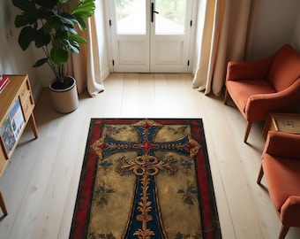 Gebedskleden, antiek retro decor, muurtapijten, kerkmuurtapijt, Christuskruis, geschenk gebedskleed, kathedraaltapijten, kerkdecors, karpetten,