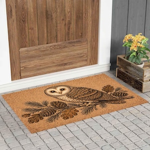 Rustic Owl Doormat, Barn Owl Welcome Mat, Woodland Entry Rug, Nature Door Mat,  Cottage Decor, Fall Porch Decor, Outdoor Welcome Mat