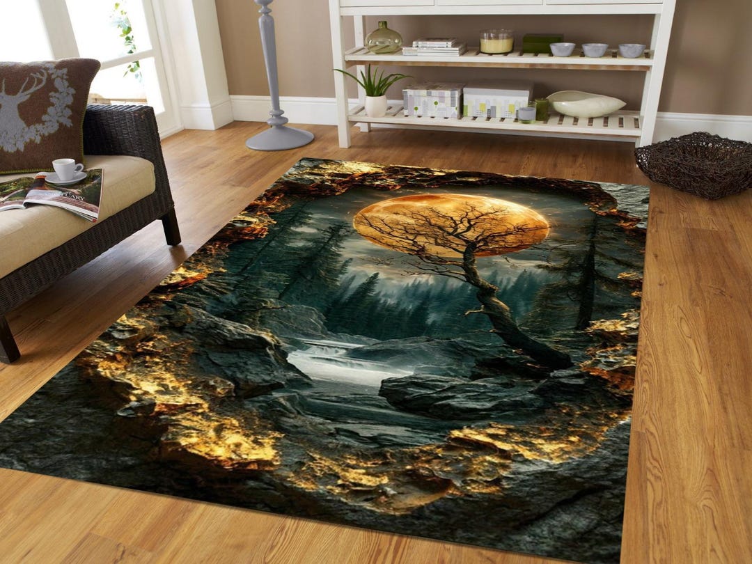 Detailed Rug 3D Nature Detailed Rug Special Rug, Illusion Rug, Living Room Rug, With ...