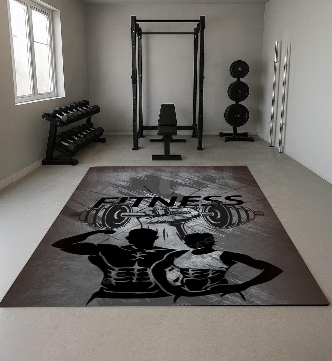 Exercise Area Rugs Gym Rug, Fitness, Dumbbell Mat, Personalized Fitness Gym Rug, Gift for ...