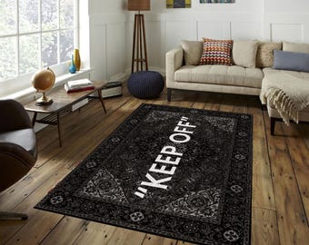 Black Keep Off,Keep Off Rug, Area Rug, Fashion Decor Rug,Bedroom Rug,Personalized Gift, Area Rug, Custom Rug, Cool Rug, Black Rug,Modern Rug