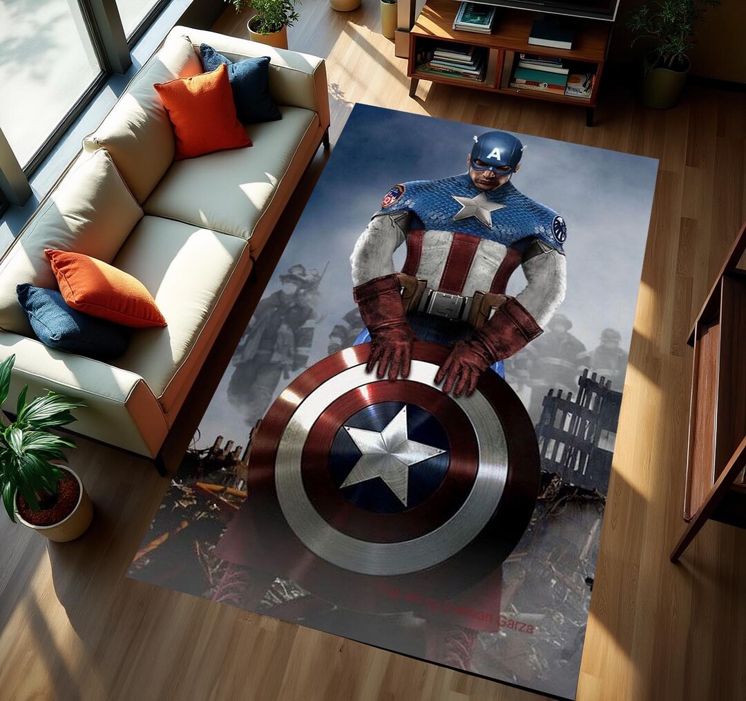 Captain America Rug, Rugs for Bedroom, Children Game Rug, Home Decor ...