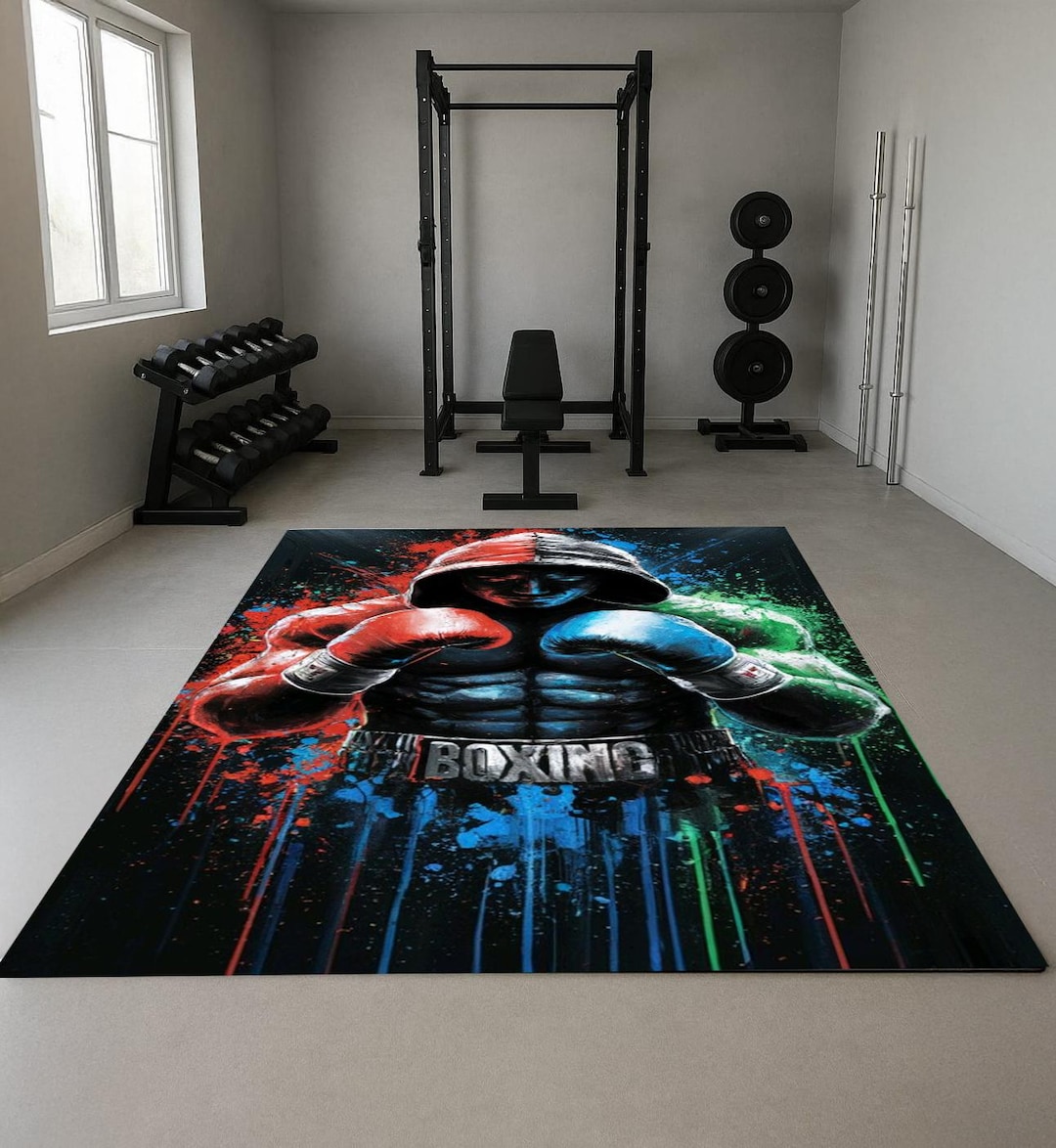 Boxing Rug, Boxing Gloves Rugs, Colorful Sports Rug, Boxer Rugs, Gift ...
