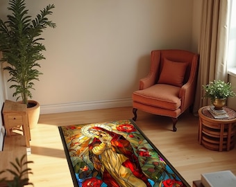 Gebedsmat Heilige Hart Maagd Maria, Heilige Moeder Maria, katholiek spiritueel tapijt, christelijk interieurcadeau, digitale printmat, religieus tapijt