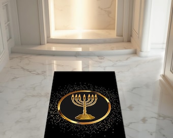 Aangepast Joods tapijt, Hebreeuws Israëliet, Hebreeuwse mat, Joodse geschenken, Joods gebedskleed, Hebreeuws gebedskleed, karaïtisch, gebedskleed menora, modern tapijt