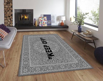 Keep Off Rug, Street Style Rug, Minimalist Text Rug, Modern Aesthetic Rug, Black White Rug, Urban Home Decor Rug, Living Room Rug,Gift Rug