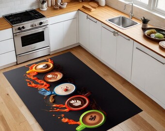 Keukentapijt voor koffieliefhebbers, keukentapijt koffiesoorten, cappuccino, latte, espresso, americano keukentapijt, waterdichte antislipmat,