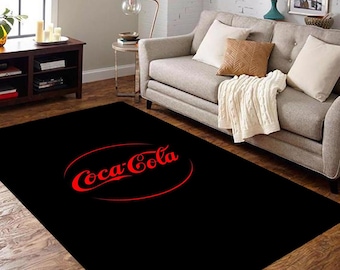 Alfombra Coca-Cola, Alfombra Coca-Cola negra y roja, Alfombra Coca-Cola con diseño elegante, Regalo Coca-Cola, Ideal para la sala de estar, Alfombra preciosa, Alfombra antideslizante
