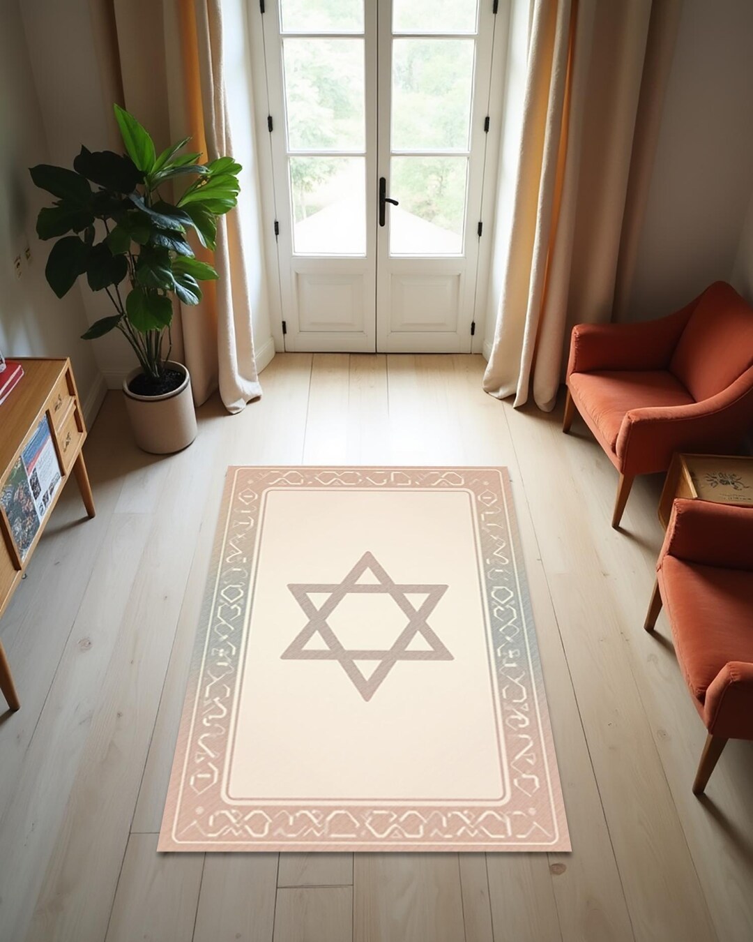 Judaica Rug Star of David Prayer Rug: Jewish Home Decor, Hanukkah Gift, Synagogue ...