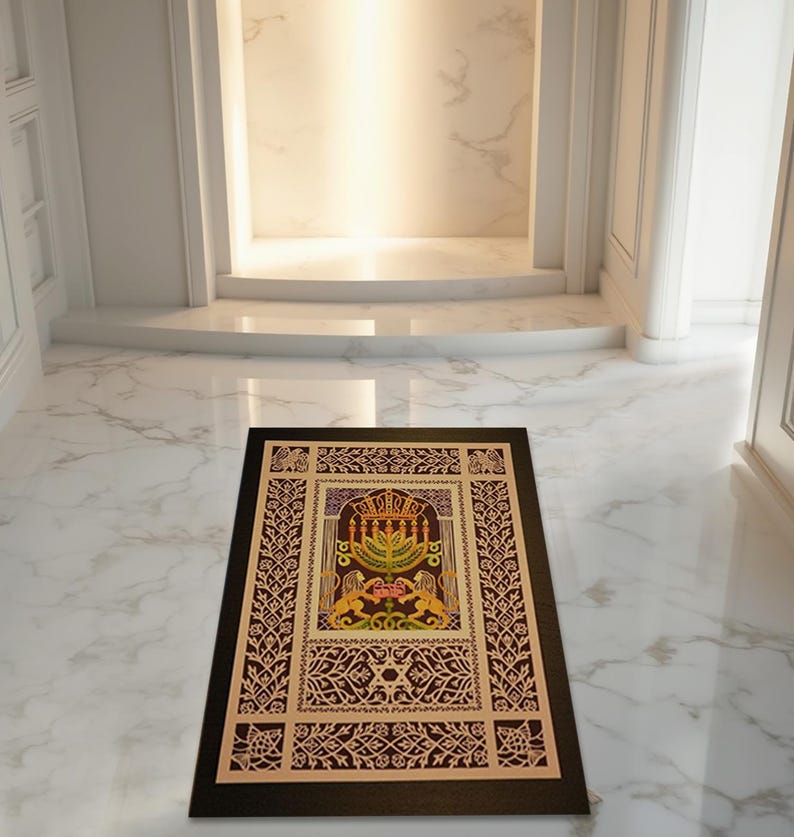 Jewish Rug, Prayer Rug, Menorah Rug, Judaica Decor, Synagogue Rug ...