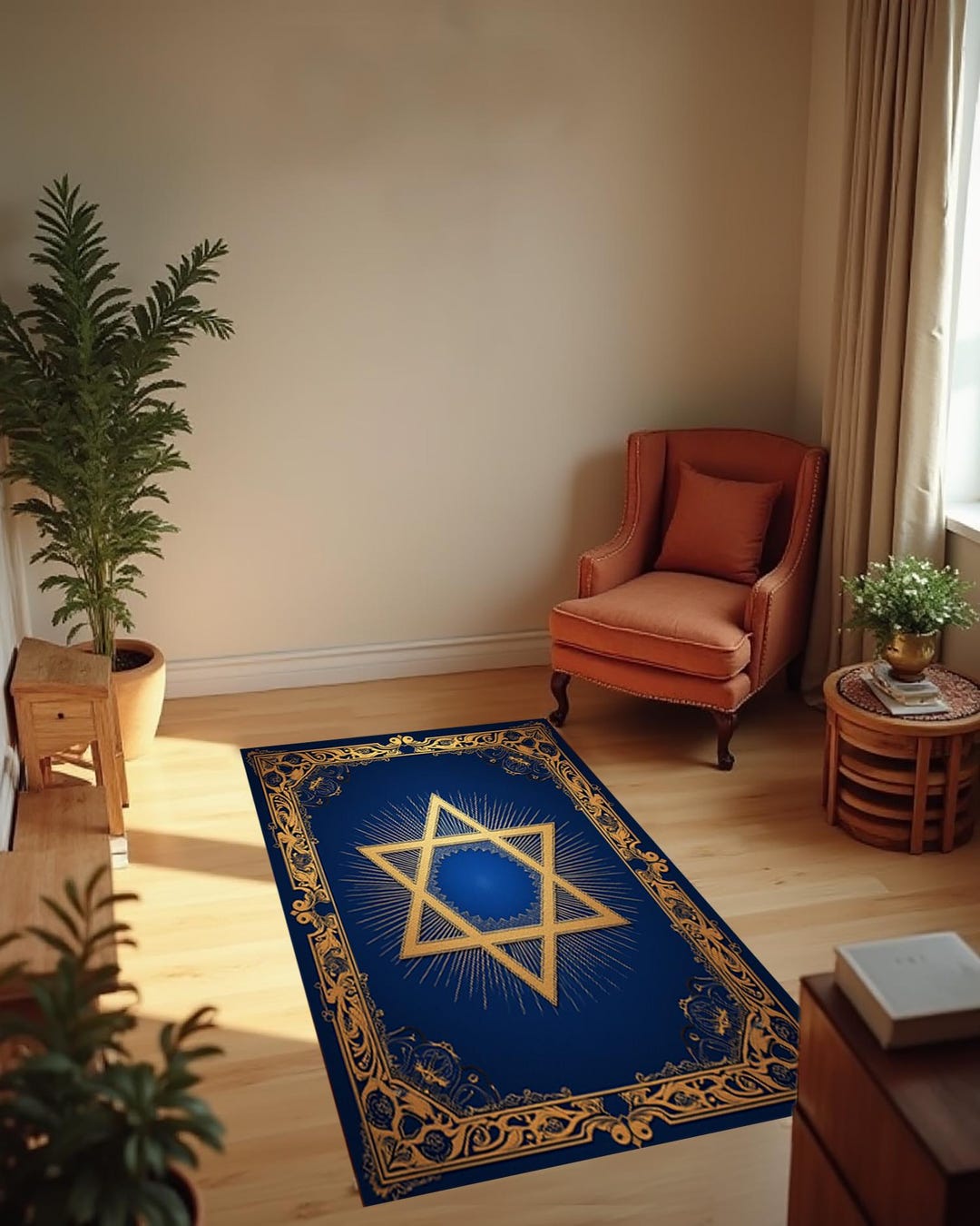 Judaica Rug Luxury Jewish Prayer Rug, With a Gold-foil Star of David,deep Royal ...
