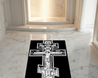 Aangepaste christelijke mat, christelijk gebedskleed, orthodox-christelijk gebedskleed, katholieke mat, christelijk tapijt personaliseren, christelijk cadeau, kruisteken,