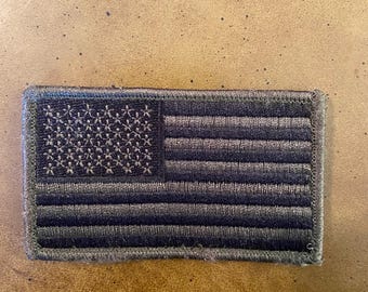 American Flag Patch With Loops Green & Black