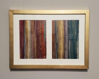 Wall decor Framed Upholstery fabric Framed art Gallery wall art Housewarming gift Rainbow colored fabric Designer fabric Mid-century modern