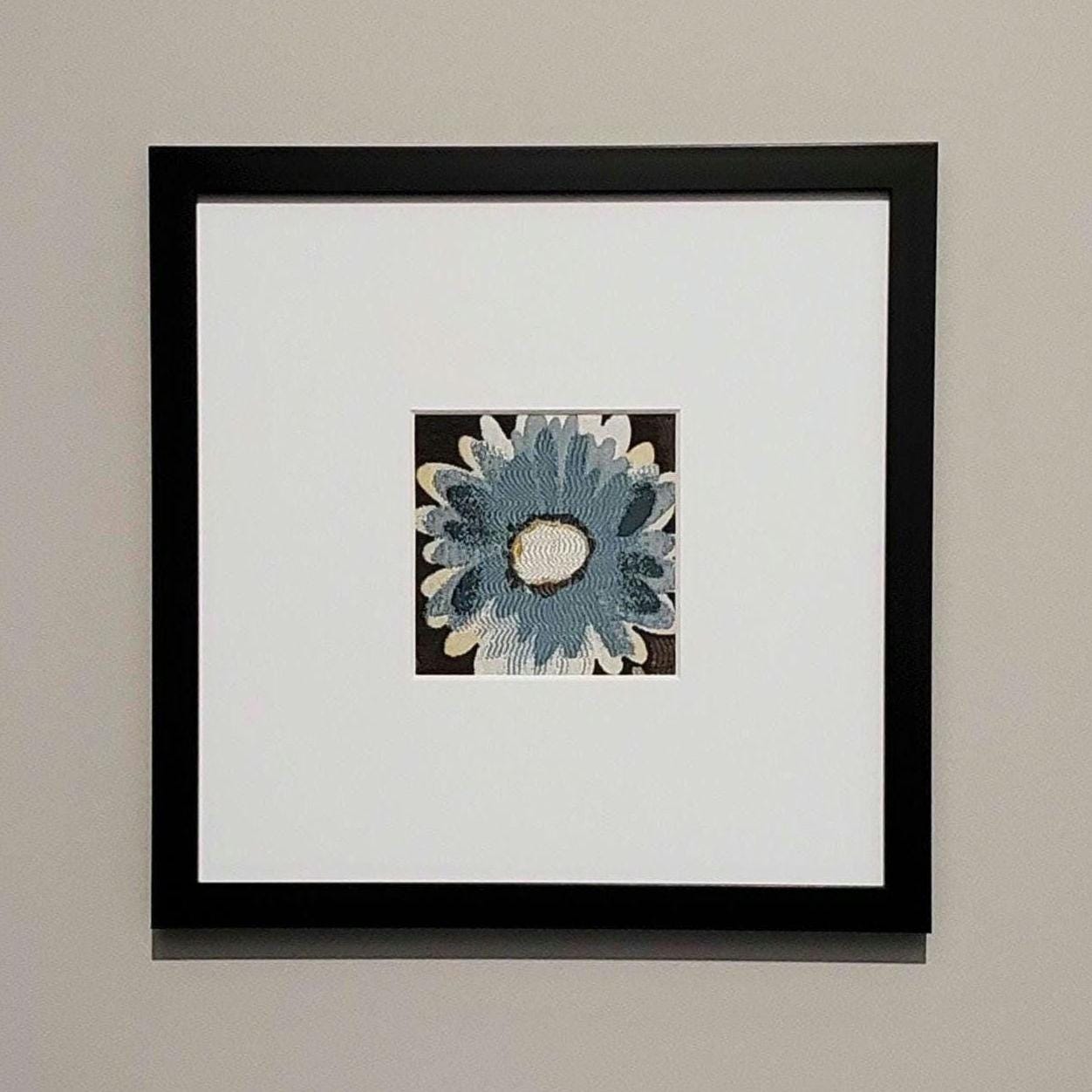 Floral upholstery fabric Wall hanging Framed art Textile wall art Wall art Gallery wall Minimalist decor Midcentury modern Boho Housewarming